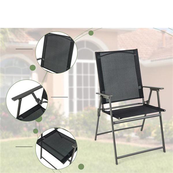 Costway 4-Piece Black Metal Frame Folding Portable Dining Chairs