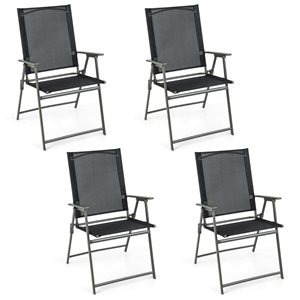 Costway 4-Piece Black Metal Frame Folding Portable Dining Chairs