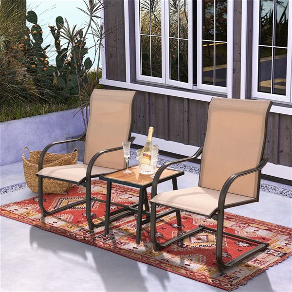 Costway 2-Piece Brown C-Spring Motion Patio Dining Chairs