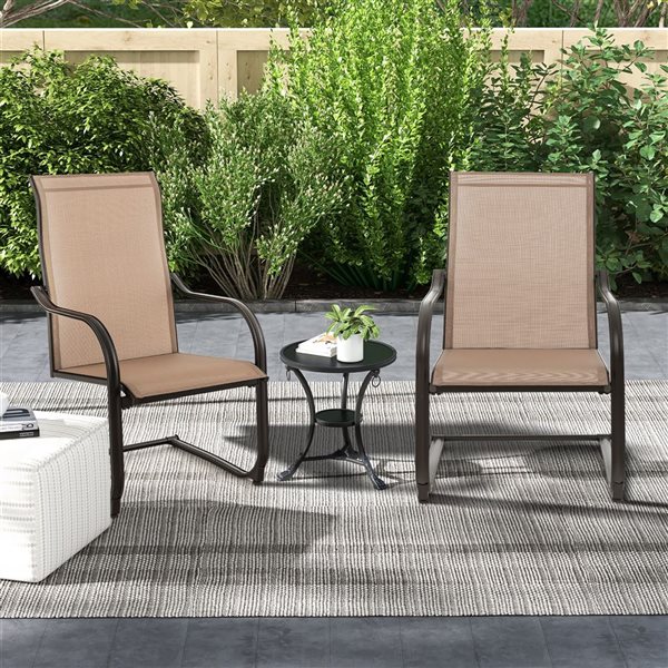 Costway 2-Piece Brown C-Spring Motion Patio Dining Chairs