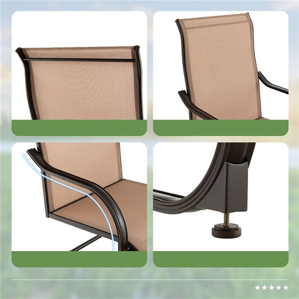 Costway 2-Piece Brown C-Spring Motion Patio Dining Chairs