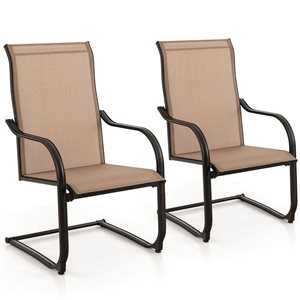 Costway 2-Piece Brown C-Spring Motion Patio Dining Chairs