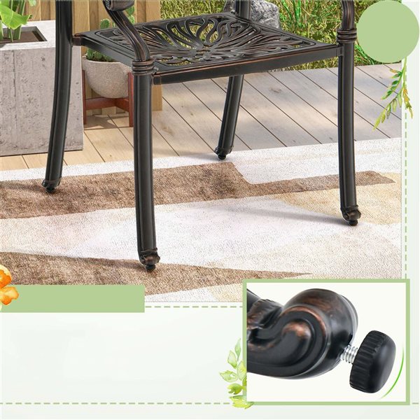 Costway 2-Piece Bronze Stackable Cast Aluminum Armrest Chairs