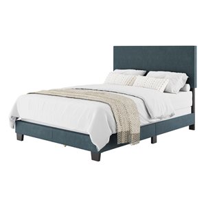 Brentwood Valley Designs Nova Dark Blue Full/Double-Sized Modern Fabric Upholstered Bed Frame with Headboard