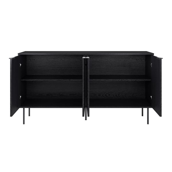 Brentwood Valley Designs Alexander Black Fluted Engineered Wood Buffet with Metal Legs