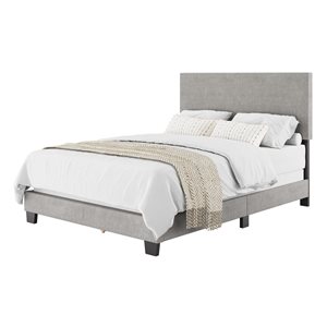 Brentwood Valley Designs Nova Light Grey Full/Double-Sized Modern Fabric Upholstered Bed Frame with Headboard