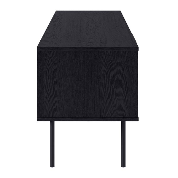 Meuble de téléviseur Alexander bois d'ingénierie cannelé noir par Brentwood Valley Designs, téléviseur jusqu'à 75 po