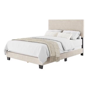 Brentwood Valley Designs Nova Beige Full/Double-Sized Modern Fabric Upholstered Bed Frame with Headboard