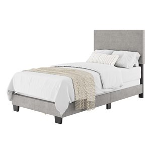 Cadre de lit à une place moderne Nova en tissu avec tête de lit par Brentwood Valley Designs, gris pâle