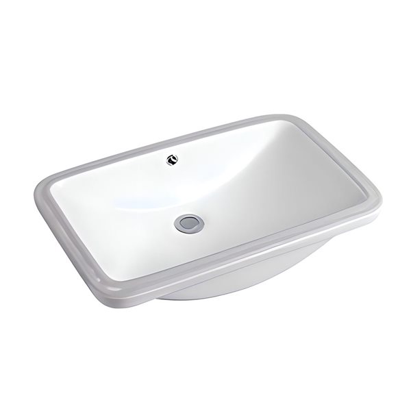 DROP Bath and Kitchen 23.6-in W Rectangle Ceramic Bathroom Undermount Sink Set in White with Chrome Faucet and Drain