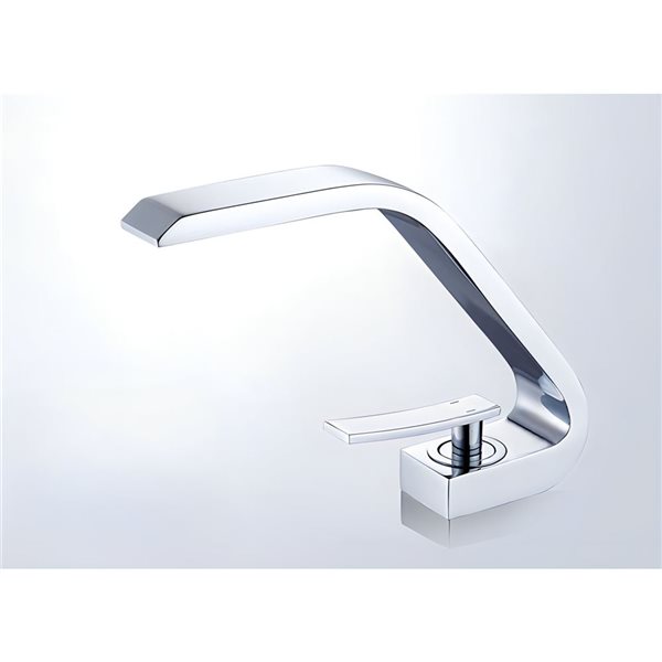 Ensemble lavabo ovale en céramique DROP Bath and Kitchen sous plan blanc 21,7 x 16,1 po à bonde et robinet chromés