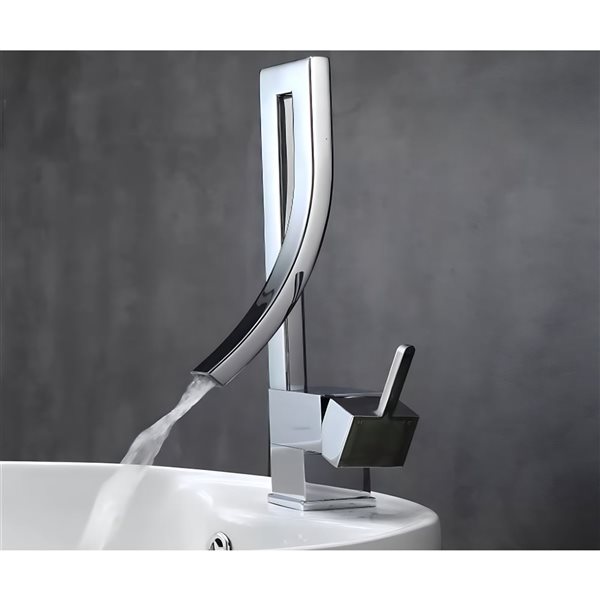 Ensemble lavabo ovale blanc en céramique DROP Bath and Kitchen sous plan 21,7 po l., bonde et robinet chromés