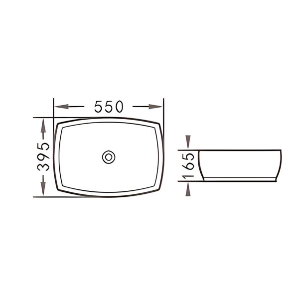 DROP Bath and Kitchen 21.6-in W Rectangular Ceramic Vessel Sink in White