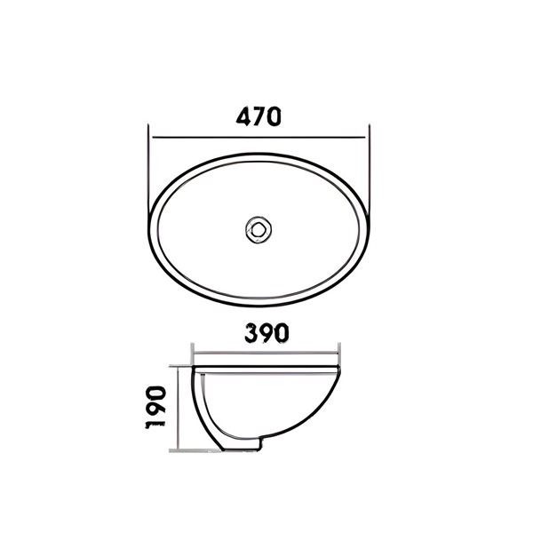 DROP Bath and Kitchen 18.5-in W Oval Ceramic Bathroom Undermount Sink in White