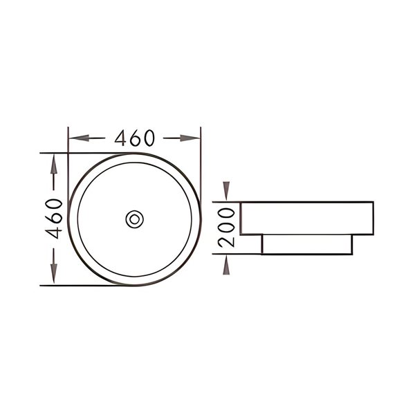 Lavabo-vasque DROP Bath and Kitchen rond  encastré en céramique 18 po l. en blanc