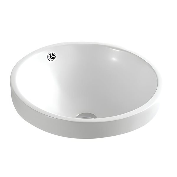 DROP Bath and Kitchen 18-in W Recessed Round Ceramic Vessel Sink in White