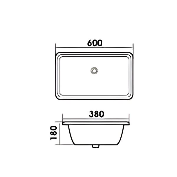 Lavabo sous plan DROP Bath and Kitchen rectangle de 23,6 po l. en céramique blanche