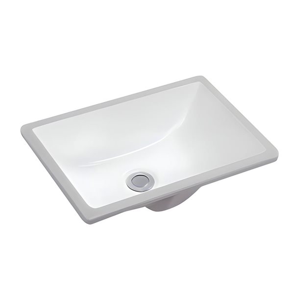DROP Bath and Kitchen 17.9-in W Rectangular Ceramic Bathroom Undermount Sink in White