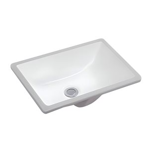 DROP Bath and Kitchen 17.9-in W Rectangular Ceramic Bathroom Undermount Sink in White