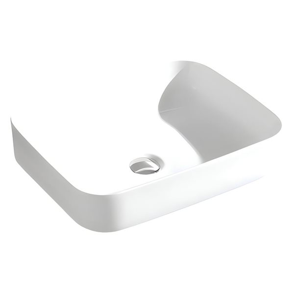 DROP Bath and Kitchen 20-in W Rectangular Ceramic Bathroom Vessel Sink Set in White w/ Chrome Drain