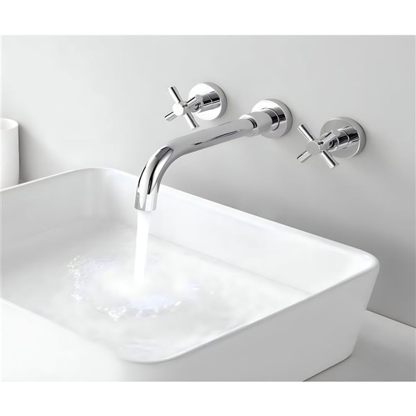 DROP Bath and Kitchen 24 x 15.5-in W Rectangular Ceramic Vessel Sink Set in White w/ Chrome Faucet and Drain