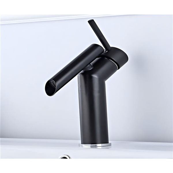 DROP Bath and Kitchen 26.5 in W Rectangle White Ceramic Above Counter Bathroom Vessel Sink Set - Black Faucet and Drain