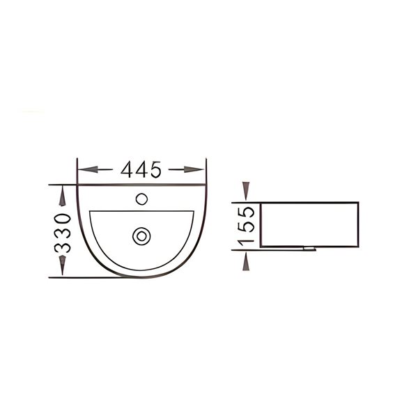 DROP Bath and Kitchen 17.5-in W Wall Mount Semi-Circular Ceramic Vessel Sink in White