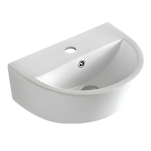 DROP Bath and Kitchen 17.5-in W Wall Mount Semi-Circular Ceramic Vessel Sink in White