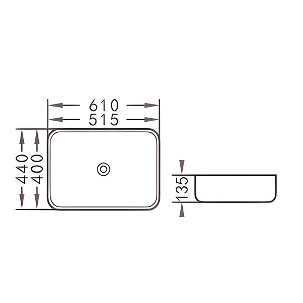 Lavabo-vasque sur plan en céramique blanche DROP Bath and Kitchen rectangle 20 po l.