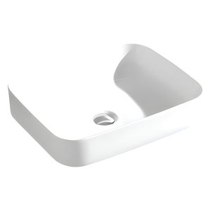 Lavabo-vasque sur plan en céramique blanche DROP Bath and Kitchen rectangle 20 po l.