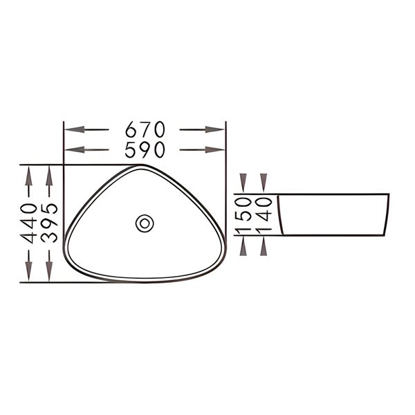 DROP Bath and Kitchen 26.4-in W Above Counter Triangular Ceramic Vessel Sink in White