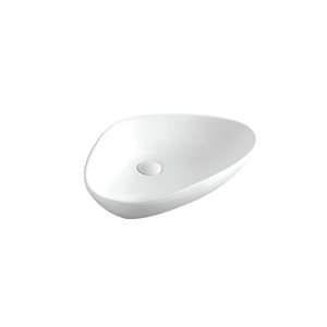 DROP Bath and Kitchen 26.4-in W Above Counter Triangular Ceramic Vessel Sink in White