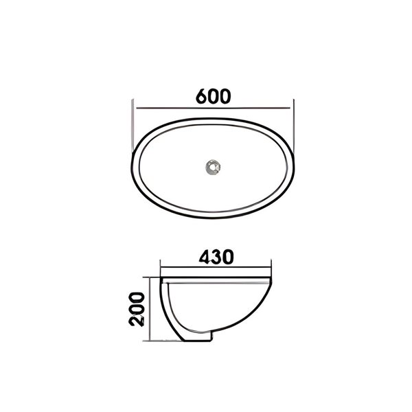 DROP Bath and Kitchen 23.6-in W Oval Ceramic Bathroom Undermount Sink in White