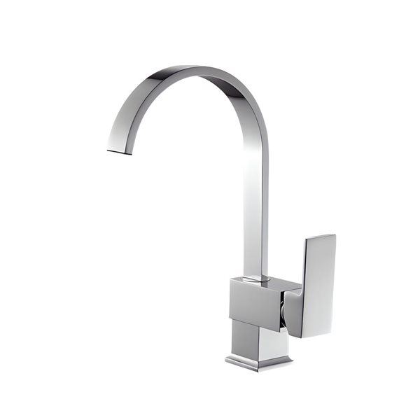 DROP Bath and Kitchen Single Hole Chrome Round Shape Kitchen Sink Faucet