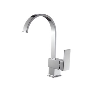 DROP Bath and Kitchen Single Hole Chrome Round Shape Kitchen Sink Faucet