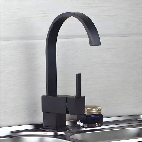 DROP Bath and Kitchen Single Hole Black Round Shape Kitchen Sink Fauce