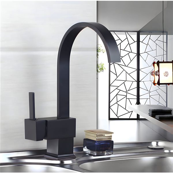 DROP Bath and Kitchen Single Hole Black Round Shape Kitchen Sink Fauce