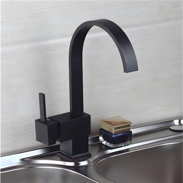 DROP Bath and Kitchen Single Hole Black Round Shape Kitchen Sink Fauce