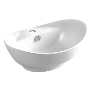 Lavabo-vasque sur plan DROP Bath and Kitchen de 23,3 po en céramique ovale blanc