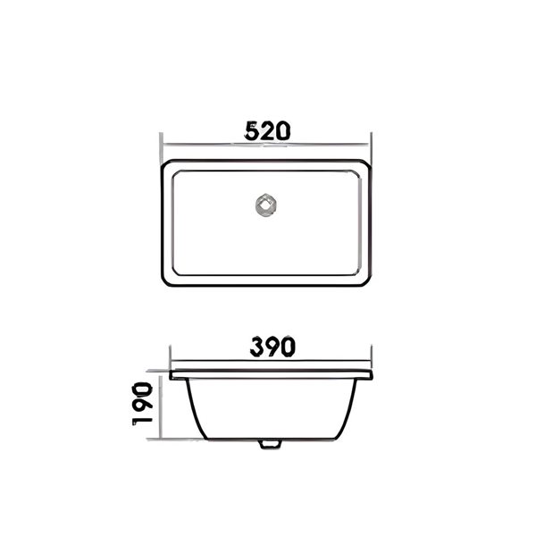 DROP Bath and Kitchen 20.3-in W Rectangular Ceramic Bathroom Undermount Sink in White