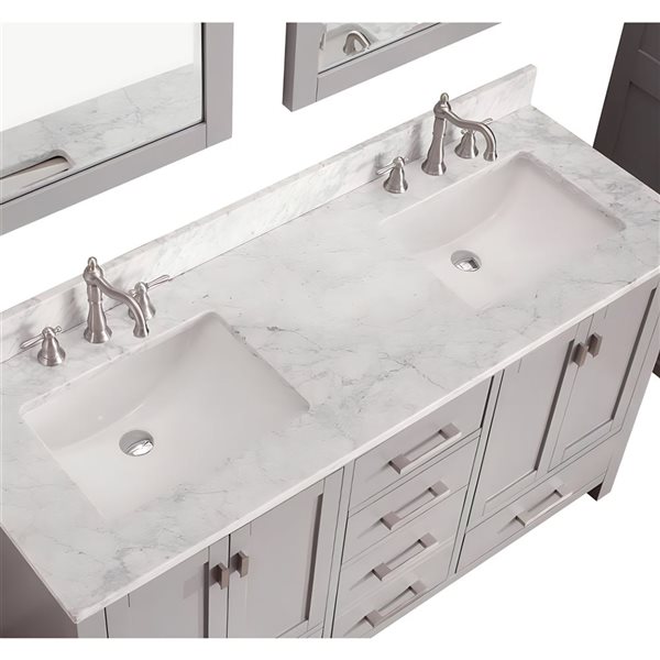 DROP Bath and Kitchen 20.3-in W Rectangular Ceramic Bathroom Undermount Sink in White