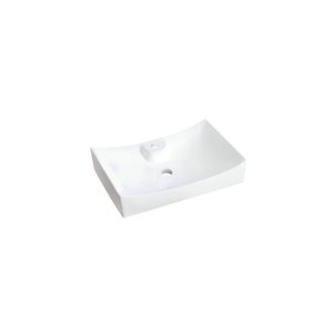 DROP Bath and Kitchen 26.5-in W Single Hole Rectangular Unique Ceramic Vessel Sink in White