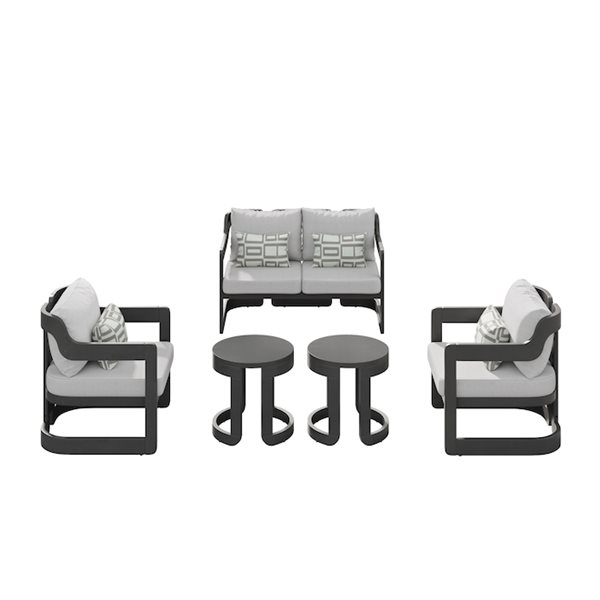 Sirio Begonia 5-Piece Wooden Outdoor Conversation Set - Light Grey Cushions Included