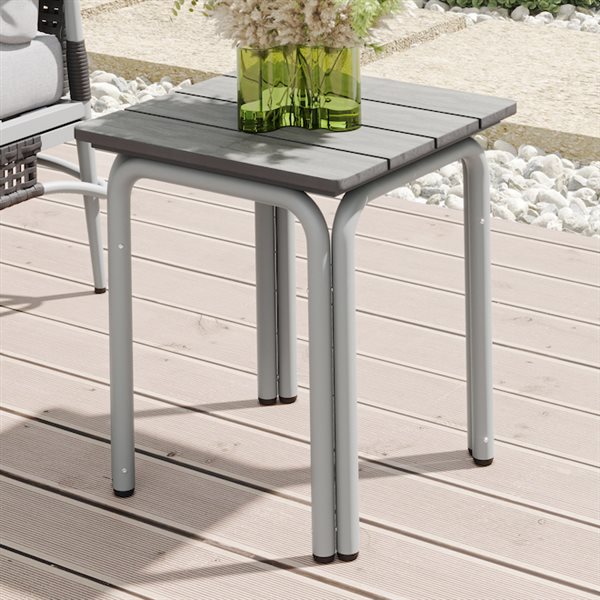 Sirio Bromelia 3-Piece Aluminum Outdoor Conversatio Set - Grey Cushions Included