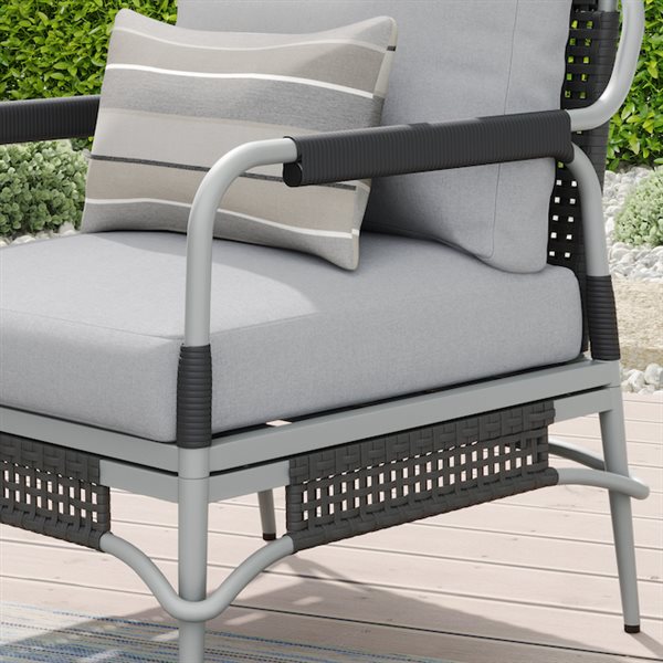 Sirio Bromelia 3-Piece Aluminum Outdoor Conversatio Set - Grey Cushions Included