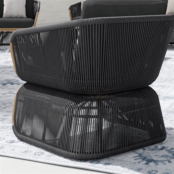 Sirio Maranta 4-Piece Dark Grey Aluminum and Wicker Outdoor Conversation Set - Black Cushions