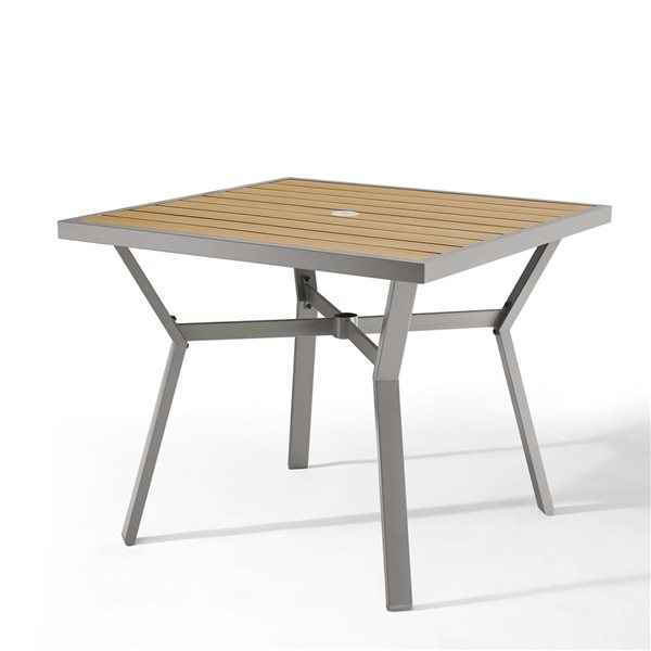 SONGMICS HOME Sencillo Faux Wood and Grey Steel Dining Table