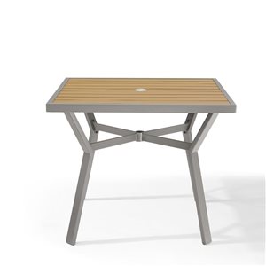 SONGMICS HOME Sencillo Faux Wood and Grey Steel Dining Table