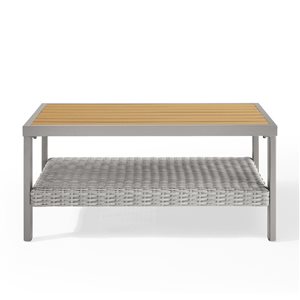 SONGMICS HOME Sencillo Gray PE Rattan and Faux Wood Coffee Table