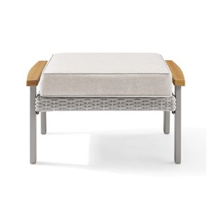 SONGMICS HOME Sencillo Grey PE Rattan and Faux Wood Ottoman